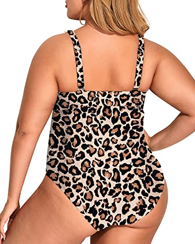 Tummy Control High Waist Push Up Swimwear-Leopard