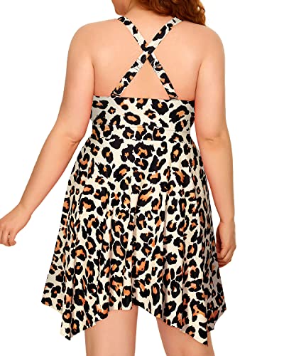 Chic Solid Boyshorts Two Piece Swimdress For Women-Black And Leopard