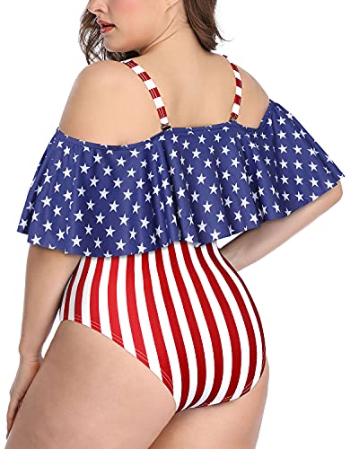 Modest Coverage Plus Size One Piece Swimsuits For Curvy Women-Flag