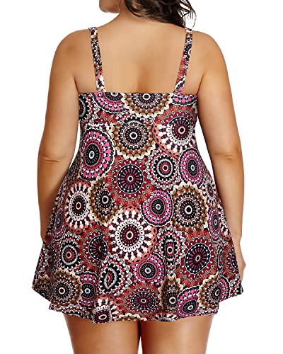 Flattering Plus Size Two Piece Bathing Suit Shorts-Brown Print